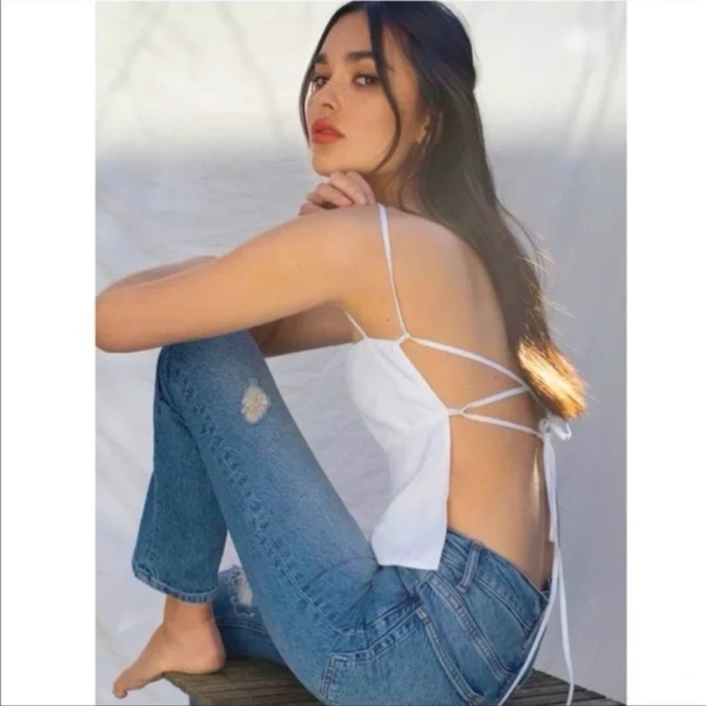 Reformation Cash Linen Backless Top